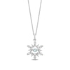 Thumbnail Image 1 of Enchanted Disney Elsa Aquamarine and 1/20 CT. T.W. Diamond Snowflake Pendant in Sterling Silver - 19"