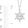 Thumbnail Image 3 of Enchanted Disney Elsa Aquamarine and 1/20 CT. T.W. Diamond Snowflake Pendant in Sterling Silver - 19"