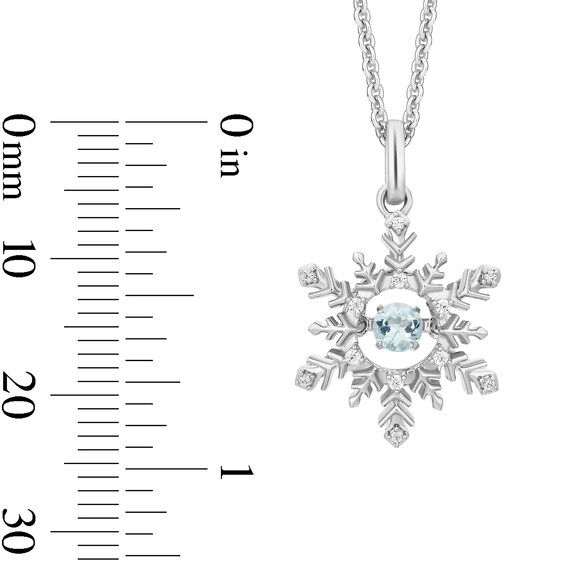 Enchanted Disney Elsa Aquamarine and 1/20 CT. T.w. Diamond Snowflake Pendant in Sterling Silver - 19"