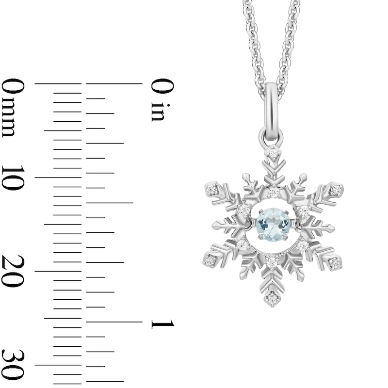 Main Image 3 of Enchanted Disney Elsa Aquamarine and 1/20 CT. T.W. Diamond Snowflake Pendant in Sterling Silver - 19"