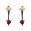 Thumbnail Image 1 of Enchanted Disney Villains Heart-Shaped Garnet and Black Diamond Dagger Earrings in Sterling Silver and 14K Gold Plate
