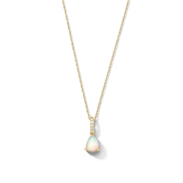 Pear-Shaped Opal and Lab-Grown Diamond Accent Pendant in 10K Gold (F/VS2)