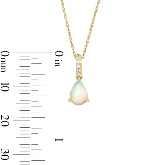 Pear-Shaped Opal and Lab-Grown Diamond Accent Pendant in 10K Gold (F/Vs2)