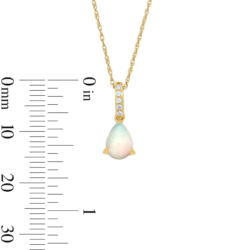 Main Image 2 of Pear-Shaped Opal and Lab-Grown Diamond Accent Pendant in 10K Gold (F/VS2)