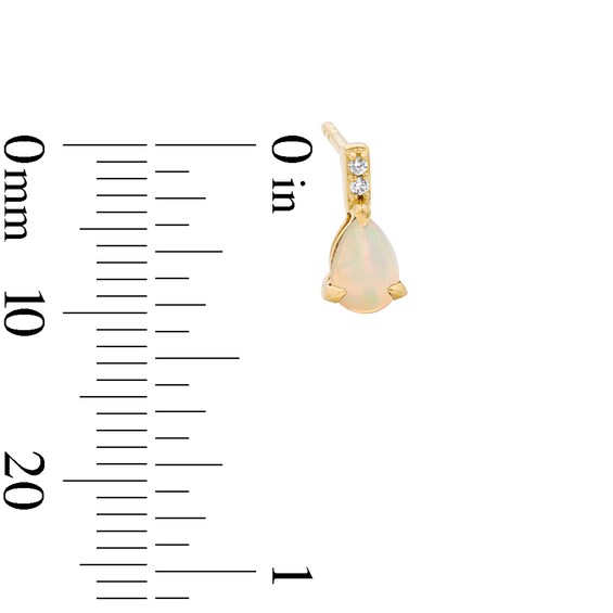 Pear-Shaped Opal and Lab-Grown Diamond Accent Drop Earrings in 10K Gold (F/Vs2)