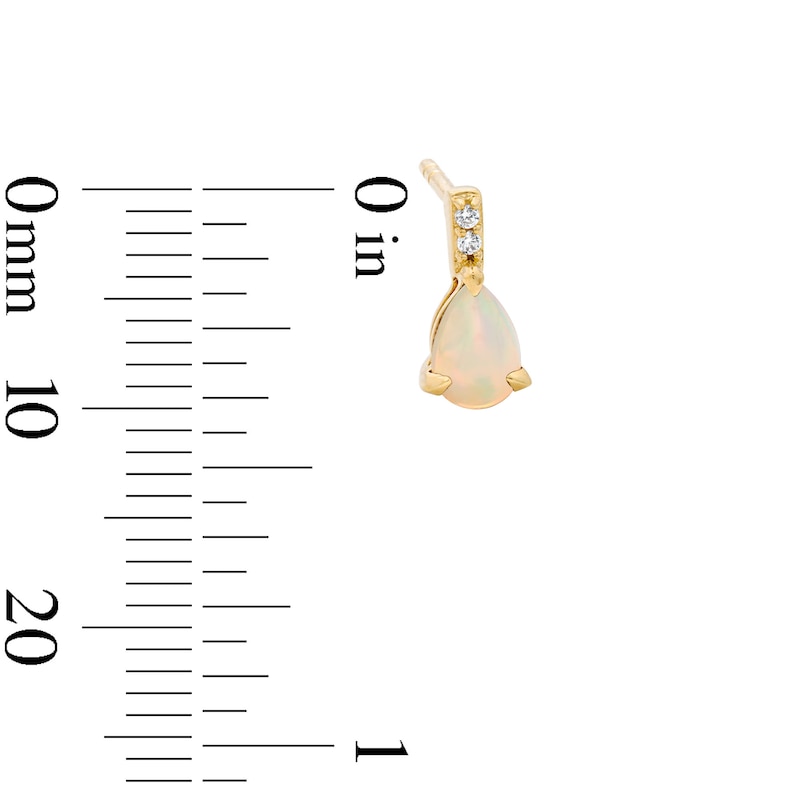 Main Image 3 of Pear-Shaped Opal and Lab-Grown Diamond Accent Drop Earrings in 10K Gold (F/VS2)