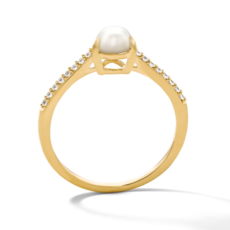 Main Image 2 of Pear-Shaped Opal and 1/10 CT. T.W. Lab-Grown Diamond Ring in 10K Gold (F/VS2)