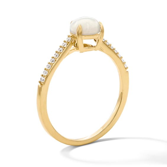Pear-Shaped Opal and 1/10 CT. T.w. Lab-Grown Diamond Ring in 10K Gold (F/Vs2)