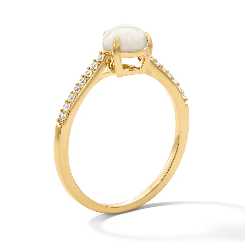 Main Image 3 of Pear-Shaped Opal and 1/10 CT. T.W. Lab-Grown Diamond Ring in 10K Gold (F/VS2)