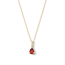 Pear-Shaped Ruby and Lab-Grown Diamond Accent Pendant in 10K Gold (F/VS2)