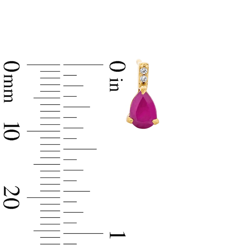 Main Image 2 of Pear-Shaped Ruby and Lab-Grown Diamond Accent Drop Earrings in 10K Gold (F/VS2)