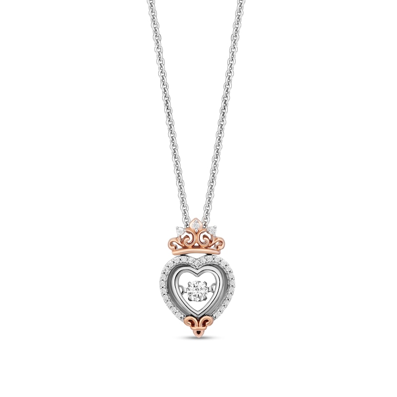 Main Image 1 of Enchanted Disney Majestic Princess Topaz and 1/10 CT. T.W. Diamond Pendant in Sterling Silver and 10K Rose Gold - 19"