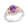 Thumbnail Image 1 of Enchanted Disney Ariel Oval Amethyst and 1/6 CT. T.W. Diamond Ring in Sterling Silver and 14K Rose Gold Plate