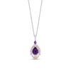 Thumbnail Image 1 of Enchanted Disney Ariel Pear Amethyst and 1/10 CT. T.W. Diamond Pendant in Sterling Silver and 14K Rose Gold Plate - 19"