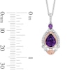 Thumbnail Image 3 of Enchanted Disney Ariel Pear Amethyst and 1/10 CT. T.W. Diamond Pendant in Sterling Silver and 14K Rose Gold Plate - 19"