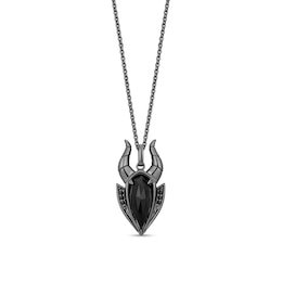 Enchanted Disney Villains Maleficent Onyx and 1/20 CT. T.W. Black Diamond Pendant in Black-Plated Sterling Silver - 19"