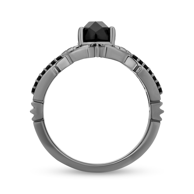 Main Image 3 of Enchanted Disney Villains Maleficent Black Onyx and 1/6 CT. T.W. Black Diamond Ring in Black Plated Sterling Silver