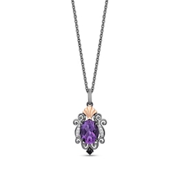 Enchanted Disney Villains Ursula Amethyst and 1/15 CT. T.W. Diamond Pendant in Sterling Silver and 10K Rose Gold - 19"