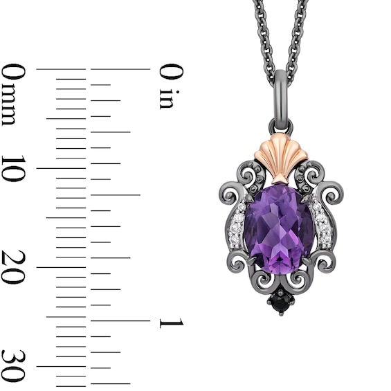 Enchanted Disney Villains Ursula Amethyst and 1/15 CT. T.w. Diamond Pendant in Sterling Silver and 10K Rose Gold - 19"