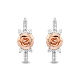 Enchanted Star Belle 1/8 CT. T.W. Lab-Grown Diamond Hoop Earrings in Sterling Silver and 14K Rose Gold Plate (F/VS2)