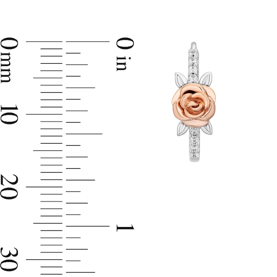 Enchanted Star Belle 1/8 CT. T.w. Lab-Grown Diamond Hoop Earrings in Sterling Silver and 14K Rose Gold Plate (F/Vs2)