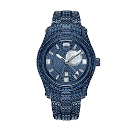 Men's JBW Reserve Jet Setter GMT 1/8 CT.T.W. Diamond Blue IP Watch with Blue Dial (Model: R6370E)