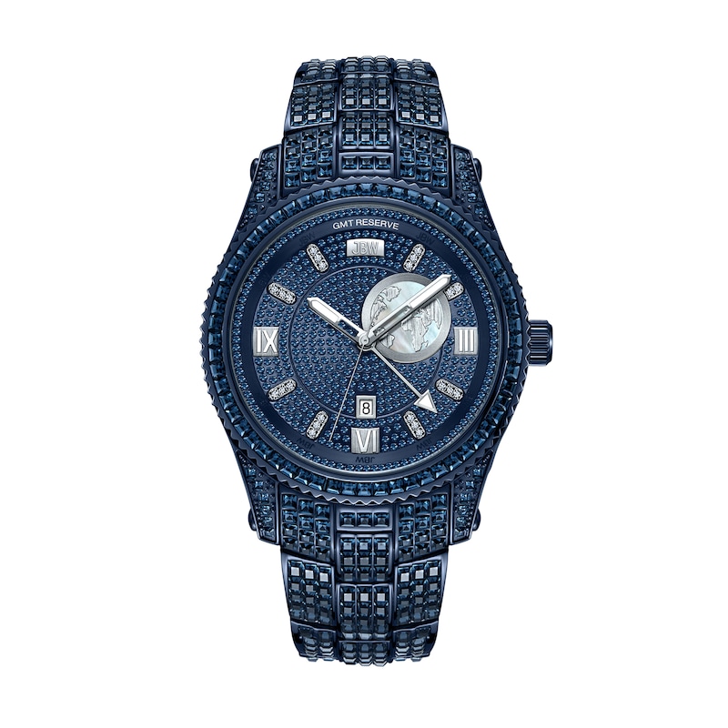 Main Image 1 of Men's JBW Reserve Jet Setter GMT 1/8 CT.T.W. Diamond Blue IP Watch with Blue Dial (Model: R6370E)