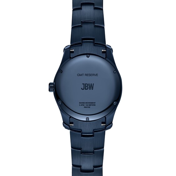 Men's JBW Reserve Jet Setter GMT 1/8 Ct.t.w. Diamond Blue IP Watch with Blue Dial (Model: R6370E)