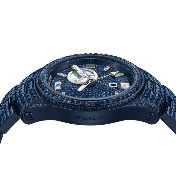 Men's JBW Reserve Jet Setter GMT 1/8 Ct.t.w. Diamond Blue IP Watch with Blue Dial (Model: R6370E)