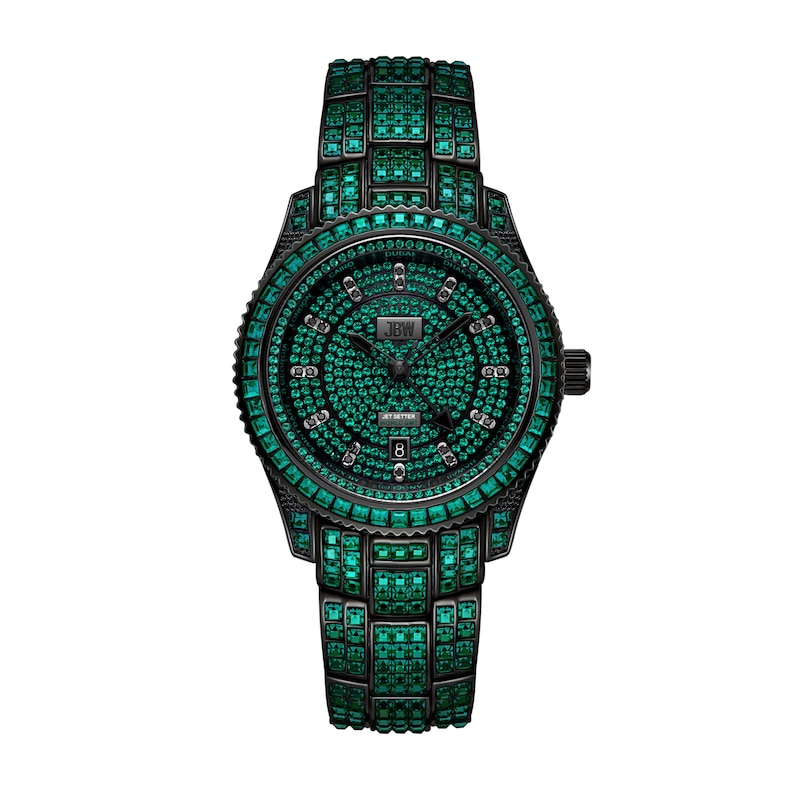 Main Image 1 of Men's JBW Reserve Jet Setter GMT 1/8 CT.T.W. Diamond Black IP Watch with Black Dial (Model: R6393C)