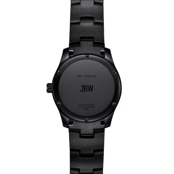 Men's JBW Reserve Jet Setter GMT 1/8 Ct.t.w. Diamond Black IP Watch with Black Dial (Model: R6393C)