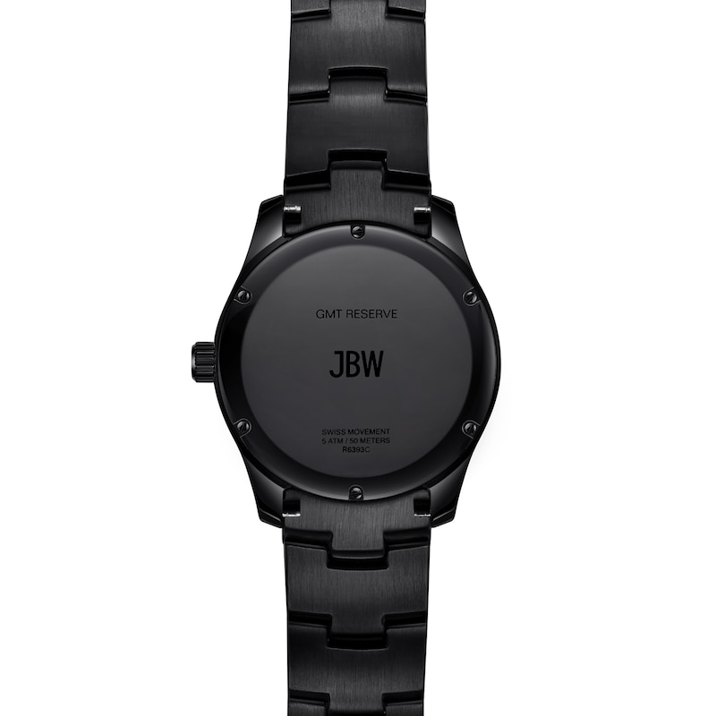 Main Image 3 of Men's JBW Reserve Jet Setter GMT 1/8 CT.T.W. Diamond Black IP Watch with Black Dial (Model: R6393C)
