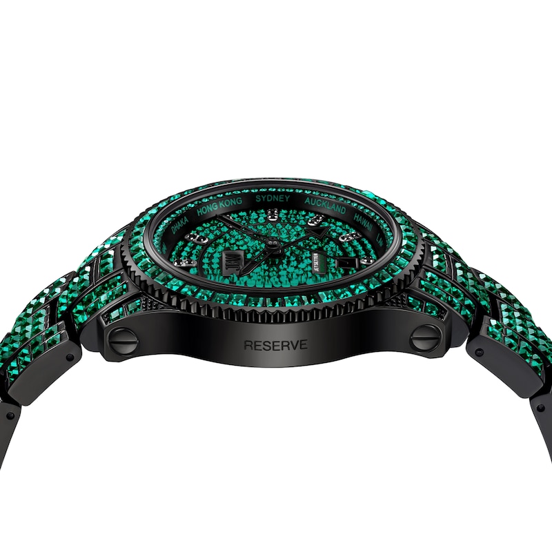 Main Image 5 of Men's JBW Reserve Jet Setter GMT 1/8 CT.T.W. Diamond Black IP Watch with Black Dial (Model: R6393C)