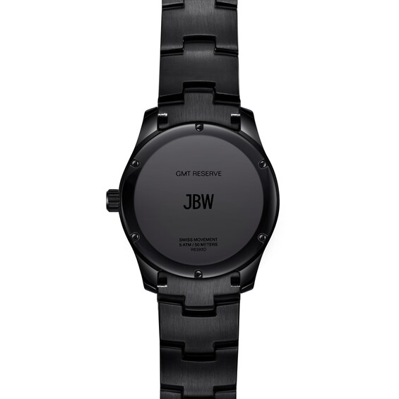 Men's JBW Reserve Jet Setter GMT 1/8 Ct.t.w. Diamond Black IP Watch with Black Dial (Model: R6393D)