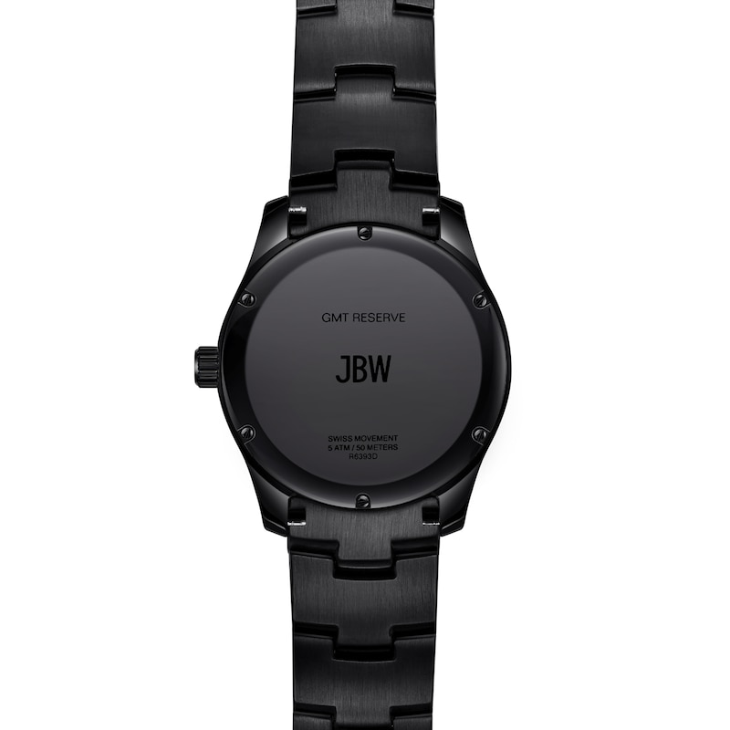 Main Image 4 of Men's JBW Reserve Jet Setter GMT 1/8 CT.T.W. Diamond Black IP Watch with Black Dial (Model: R6393D)