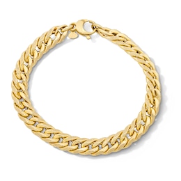 10.0mm Double Curb Chain Bracelet in Hollow 10K Gold - 8.5"