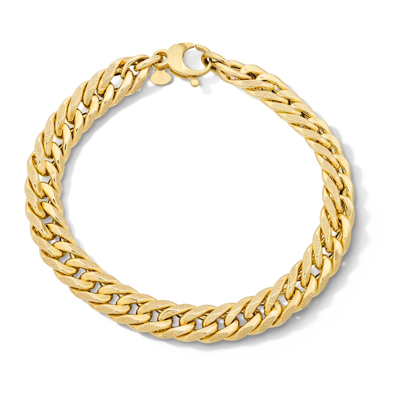 Main Image 1 of 10.0mm Double Curb Chain Bracelet in Hollow 10K Gold - 8.5"