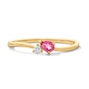 Thumbnail Image 1 of Pear-Shaped Pink Tourmaline and Lab-Grown Diamond-Accent Bypass Ring in 10K Gold (F/VS2)