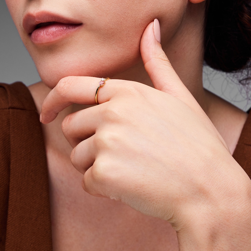 Main Image 2 of Pear-Shaped Pink Tourmaline and Lab-Grown Diamond-Accent Bypass Ring in 10K Gold (F/VS2)