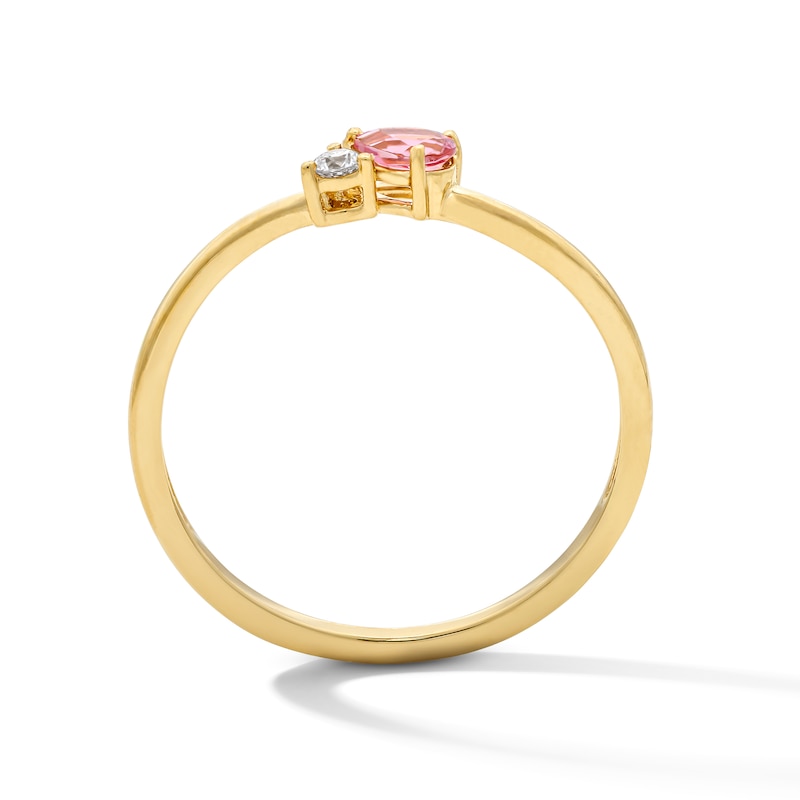 Main Image 2 of Pear-Shaped Pink Tourmaline and Lab-Grown Diamond-Accent Bypass Ring in 10K Gold (F/VS2)