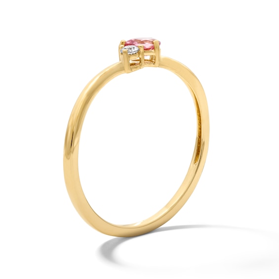 Pear-Shaped Pink Tourmaline and Lab-Grown Diamond-Accent Bypass Ring in 10K Gold (F/Vs2)