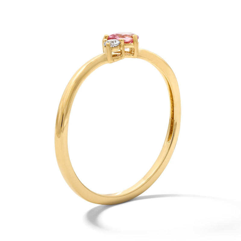 Main Image 3 of Pear-Shaped Pink Tourmaline and Lab-Grown Diamond-Accent Bypass Ring in 10K Gold (F/VS2)