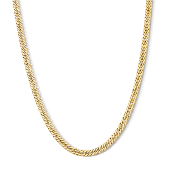 4.25mm Double Curb Chain Necklace in Semi-Solid 10K Gold - 22"