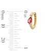 Thumbnail Image 2 of Pear-Shaped Pink Tourmaline and 1/15 CT. T.W. Lab-Grown Diamond Huggie Hoop Earrings in 10K Gold (F/VS2)