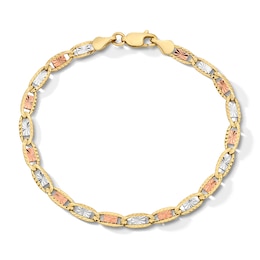 4.15mm Valentino Chain Bracelet in Solid 10K Tri-Tone Gold - 7.5"
