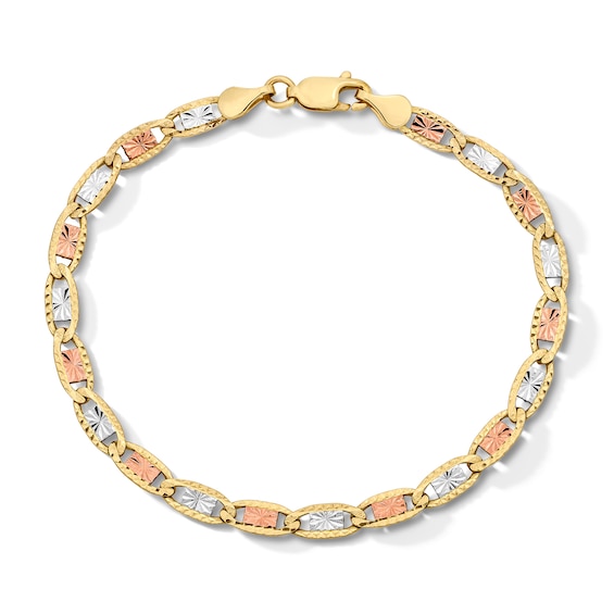 4.15mm Valentino Chain Bracelet in Solid 10K Tri-Tone Gold - 7.5"