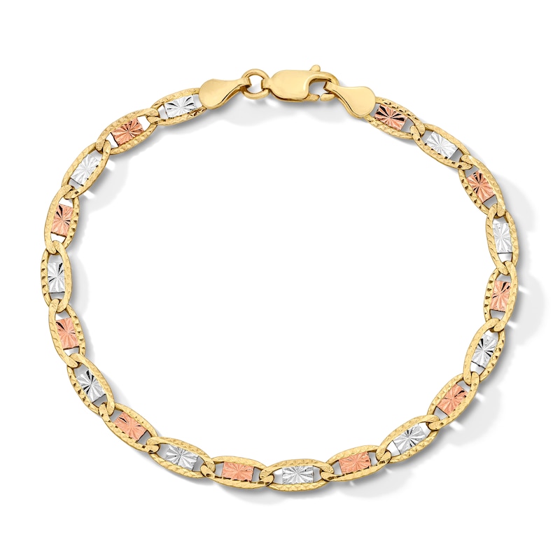 Main Image 1 of 4.15mm Valentino Chain Bracelet in Solid 10K Tri-Tone Gold - 7.5"