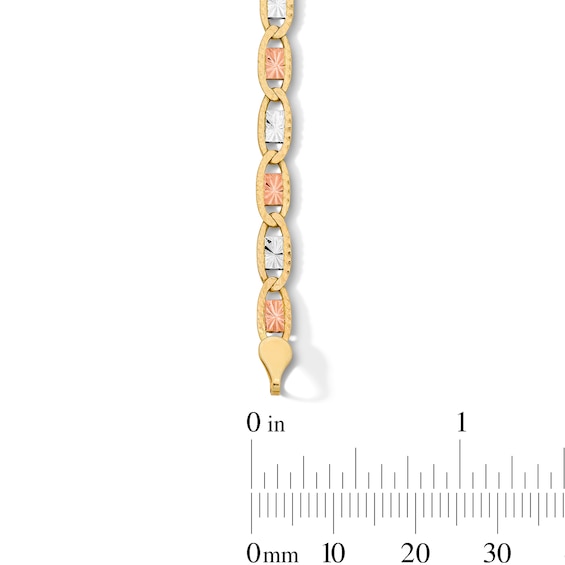4.15mm Valentino Chain Bracelet in Solid 10K Tri-Tone Gold - 7.5"