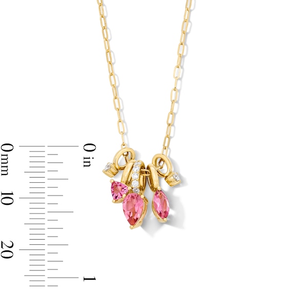 Pink Tourmaline and 1/10 CT. T.w. Lab-Grown Diamond Scatter Pendant in 10K Gold (F/Vs2)