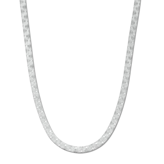 4.5mm Diamond-Cut Pattern Herringbone Chain Necklace in Sterling Silver - 18”